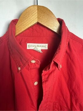 Banana Republic Men's Button-Down Shirt in Red